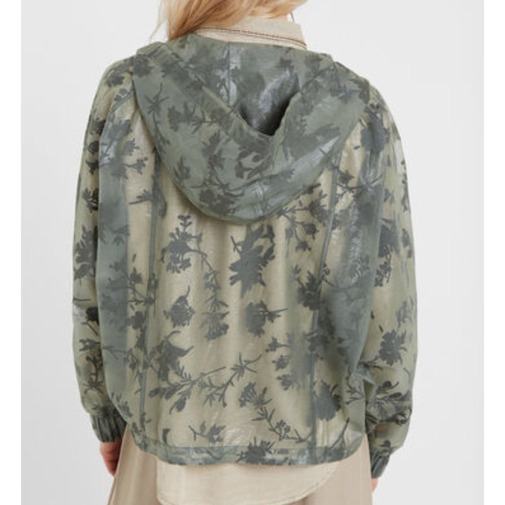 Desigual Green Floral Sheer Utility Jacket
